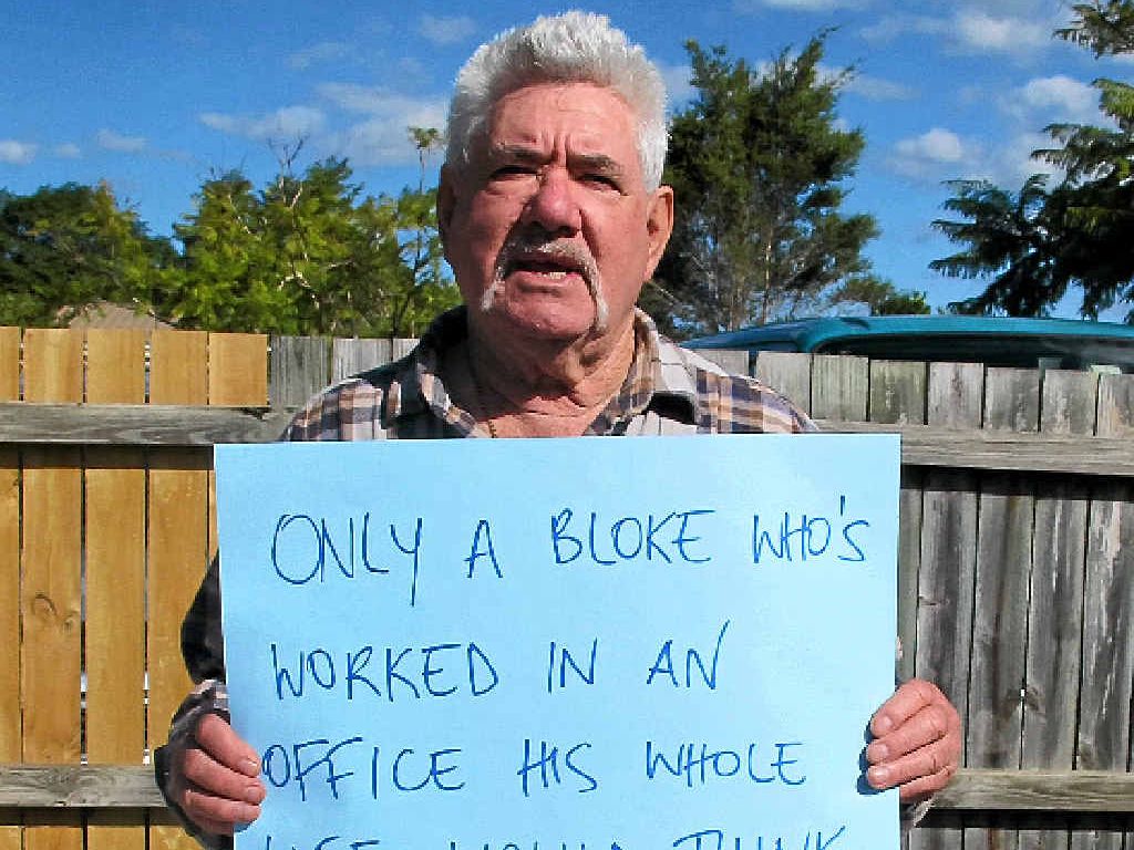NO TO 70: Bobby Turner from Port Kembla stands up for a better retirement age. NO TO 70: Bobby Turner from Port Kembla stands up for a better retirement age.