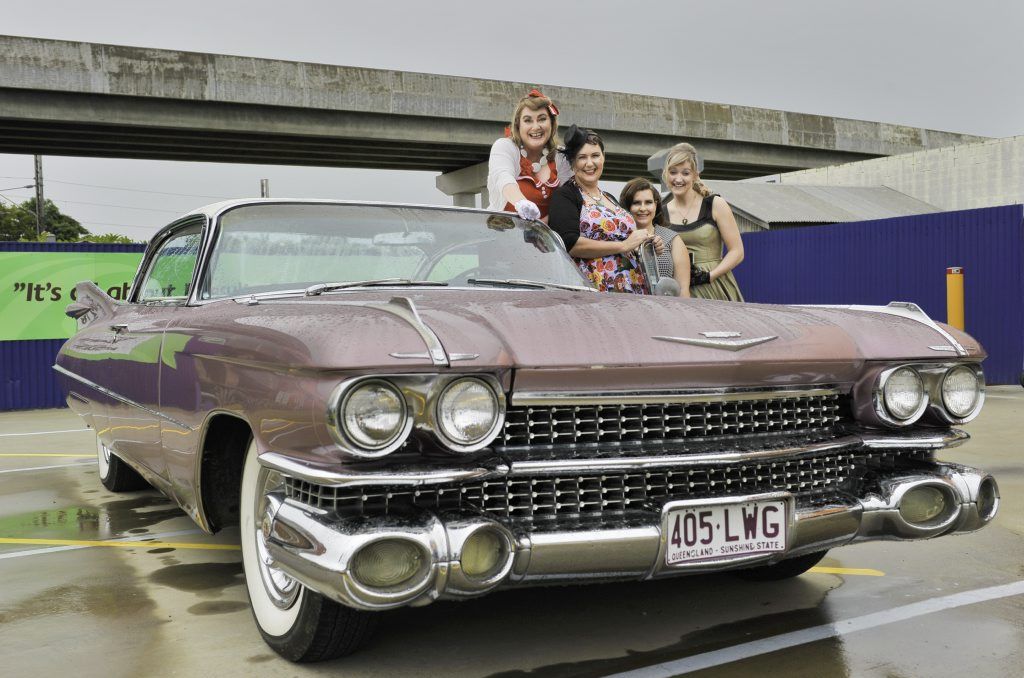Julie-ann Devilee, Kerryanne Tawhai, Lois Auld and Karly Schenke arrived in style to the Gladstone Engineering Alliance Vintage Vogue High Tea in a 1959 Cadillac. Julie-ann Devilee, Kerryanne Tawhai, Lois Auld and Karly Schenke arrived in style to the Gladstone Engineering Alliance Vintage Vogue High Tea in a 1959 Cadillac.