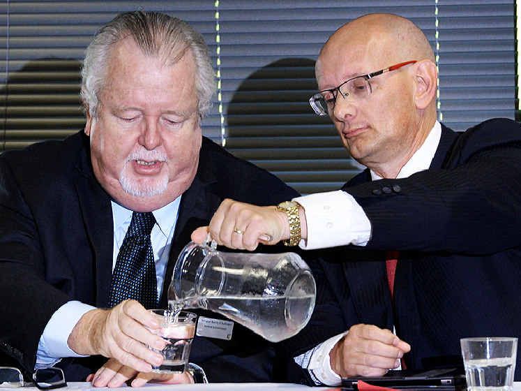 NO CRISIS, JUST YET: Senator Barry O’Sullivan and Blair MP Shayne Neumann. NO CRISIS, JUST YET: Senator Barry O’Sullivan and Blair MP Shayne Neumann.