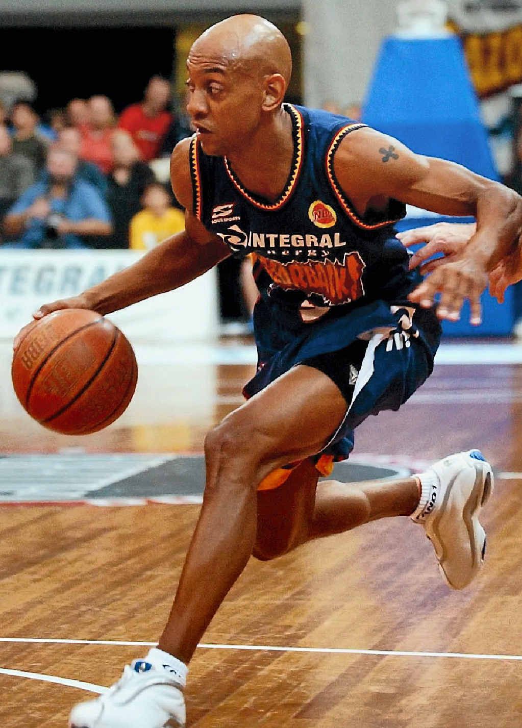 HEYDAYS: Derek Rucker playing for the West Sydney Razorbacks in the NBL finals series in 2002. Rucker will take the court for the first time in years tonight for the McDonald’s Port City Power. HEYDAYS: Derek Rucker playing for the West Sydney Razorbacks in the NBL finals series in 2002. Rucker will take the court for the first time in years tonight for the McDonald’s Port City Power.