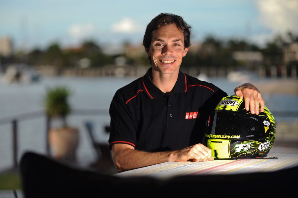 Retired MotoGP racer Chris Vermeulen is now working for SpeedTV as expert commentator. Retired MotoGP racer Chris Vermeulen is now working for SpeedTV as expert commentator.