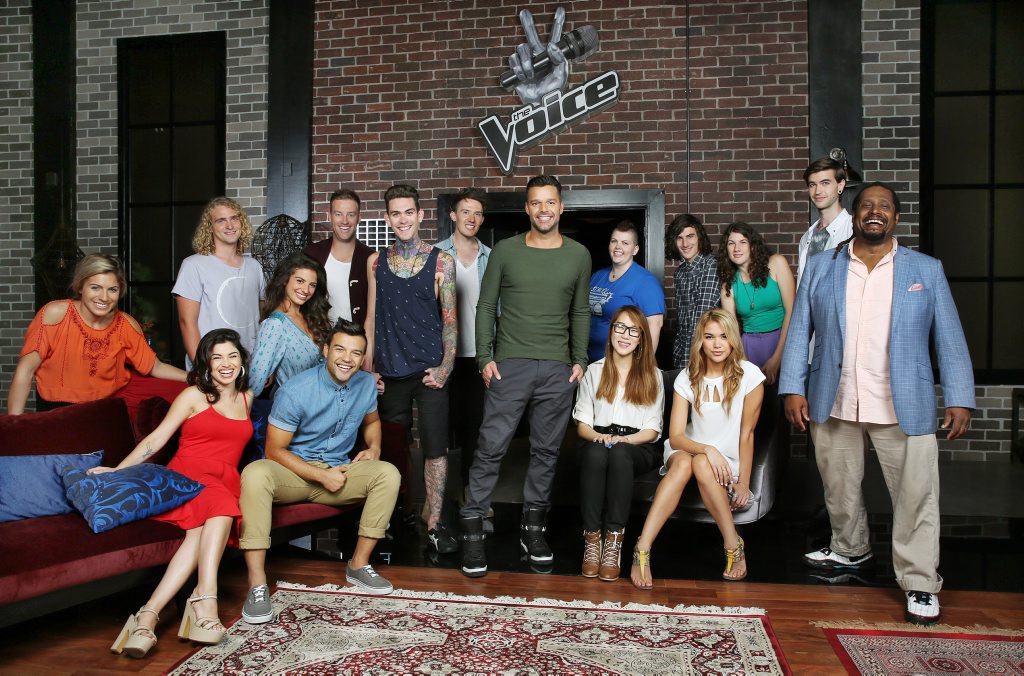The Voice Australia coach Ricky Martin, centre, with his team from the blind auditions. Supplied by Channel 9/WIN. Please credit photo to Nigel Wright. The Voice Australia coach Ricky Martin, centre, with his team from the blind auditions. Supplied by Channel 9/WIN. Please credit photo to Nigel Wright.