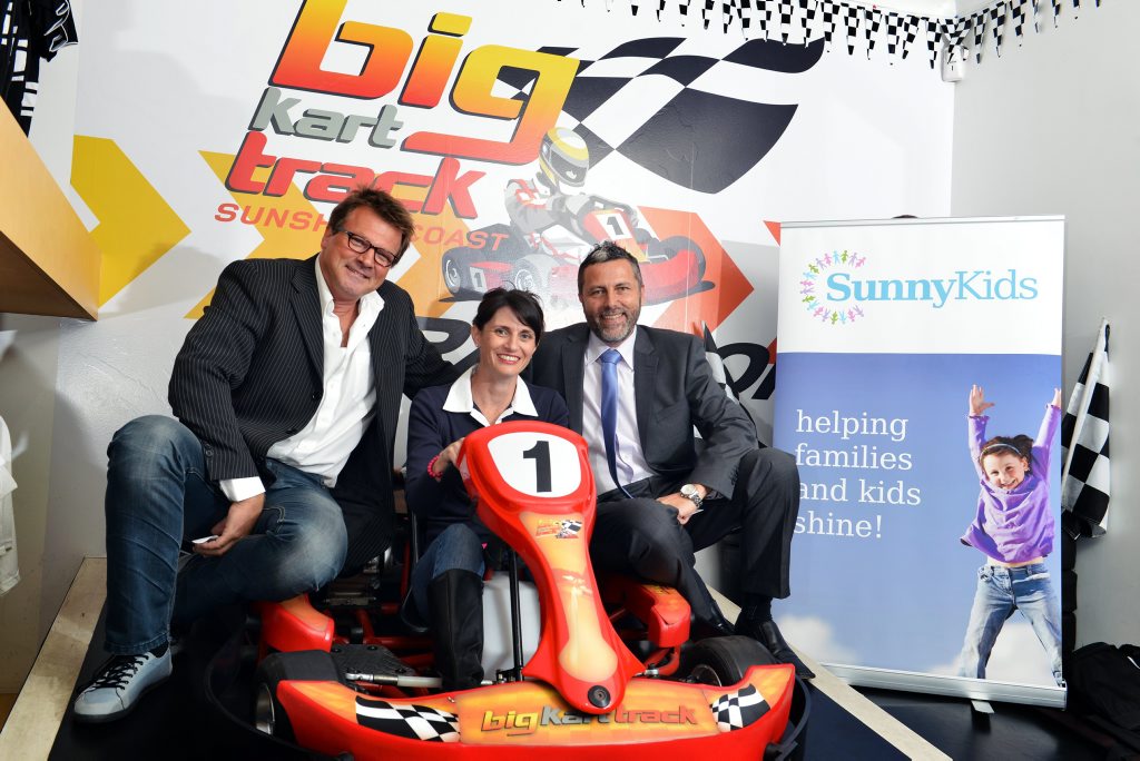 SUNNYKIDS LAUNCHES: Ferre De Deyne(Big kart Track), Rachael Wittan(SunnyKids Business Development Manager) and Chris Turner(SunnyKids CEO). Photo: Patrick Woods / Sunshine Coast Daily SUNNYKIDS LAUNCHES: Ferre De Deyne(Big kart Track), Rachael Wittan(SunnyKids Business Development Manager) and Chris Turner(SunnyKids CEO). Photo: Patrick Woods / Sunshine Coast Daily