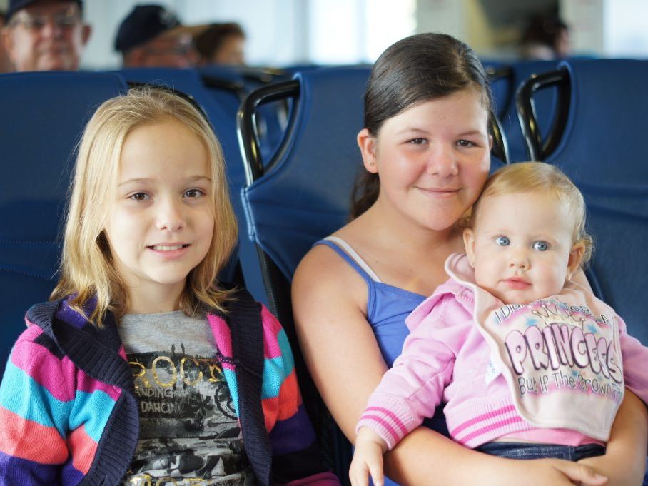 Mikaylah, 10, Shae-Leigh, 12, and Jorgiah, 1, enjoyed the construction cruise on Gladstone harbour. Mikaylah, 10, Shae-Leigh, 12, and Jorgiah, 1, enjoyed the construction cruise on Gladstone harbour.