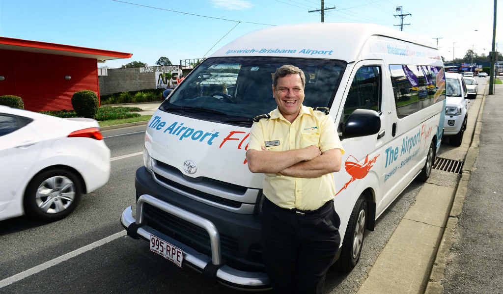 BUSY: Gary Roll, operator of The Airport Flyer, transports people to the airport. Photo: David Nielsen BUSY: Gary Roll, operator of The Airport Flyer, transports people to the airport. Photo: David Nielsen