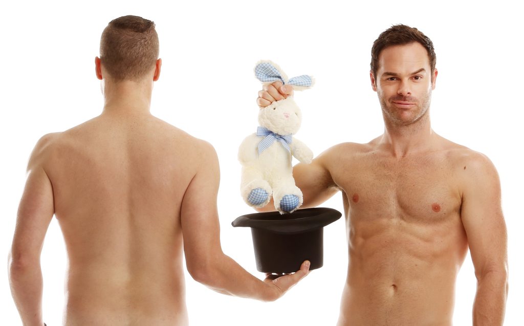 The Naked Magicians, Christopher Wayne, left, and Mike Tyler. The Naked Magicians, Christopher Wayne, left, and Mike Tyler.