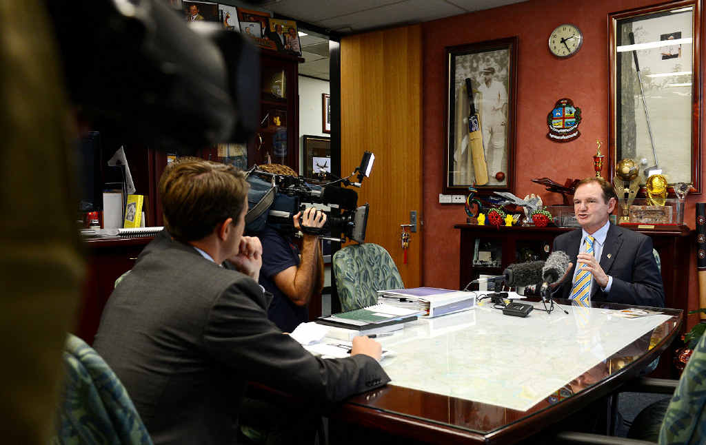 HITTING BACK: Ipswich mayor Paul Pisasale speaking to media about recent allegations with regards to donations to his Forward Ipswich fund. HITTING BACK: Ipswich mayor Paul Pisasale speaking to media about recent allegations with regards to donations to his Forward Ipswich fund.