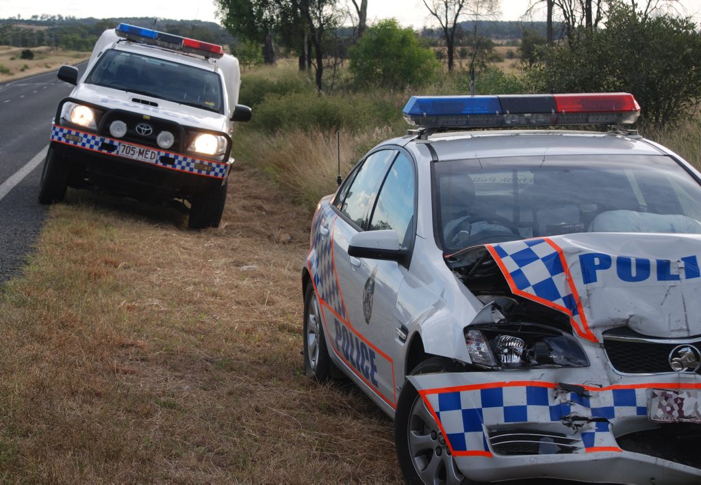 CAR CHASE: Police are closing in on a man who rammed a police car on the Capricorn Hwy, east of Comet, about 3.30pm. CAR CHASE: Police are closing in on a man who rammed a police car on the Capricorn Hwy, east of Comet, about 3.30pm.