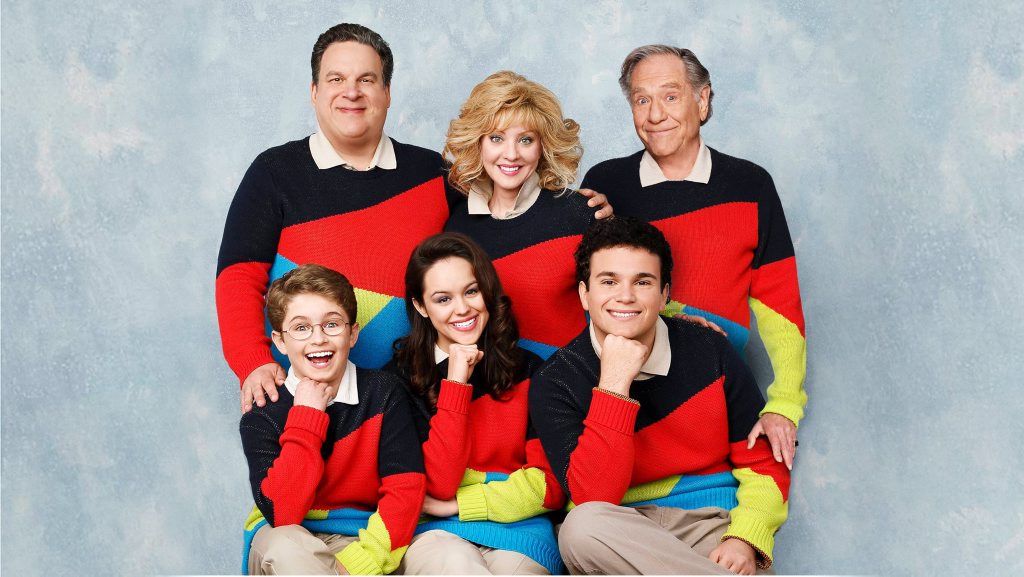 The cast of the TV series The Goldbergs, clockwise from top right: George Segal, Troy Gentile, Hayley Orrantia, Sean Giambrone , Jeff Garlin and Wendi McLendon-Covey. Supplied by Channel 7. Please credit photo to ABC/Courtesy Sony Pictures Television. The cast of the TV series The Goldbergs, clockwise from top right: George Segal, Troy Gentile, Hayley Orrantia, Sean Giambrone , Jeff Garlin and Wendi McLendon-Covey. Supplied by Channel 7. Please credit photo to ABC/Courtesy Sony Pictures Television.
