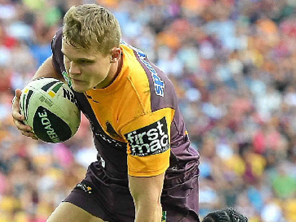 BREAK FREE: Brisbane’s Dale Copley attempts to shrug off the tackle of Steve Matai. Copley scored two tries in Brisbane’s win and overshadowed his opposite number Matai. BREAK FREE: Brisbane’s Dale Copley attempts to shrug off the tackle of Steve Matai. Copley scored two tries in Brisbane’s win and overshadowed his opposite number Matai.