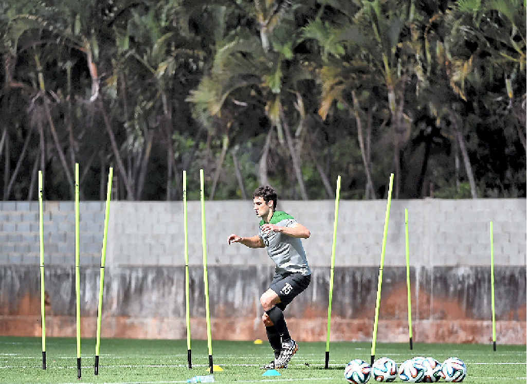 FITNESS WORK: Socceroos captain Mile Jedinak is on light training program during his side’s training sessions in Vitoria, Brazil. FITNESS WORK: Socceroos captain Mile Jedinak is on light training program during his side’s training sessions in Vitoria, Brazil.