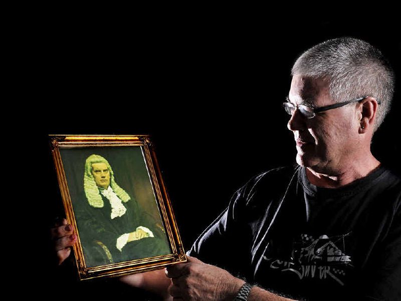 NOT HAPPY: George Bell of East Lismore with a portrait of his grandfather, Colonel Sir George Bell who was a famed Federal Speaker. A portrait of him won the Archibald. NOT HAPPY: George Bell of East Lismore with a portrait of his grandfather, Colonel Sir George Bell who was a famed Federal Speaker. A portrait of him won the Archibald.