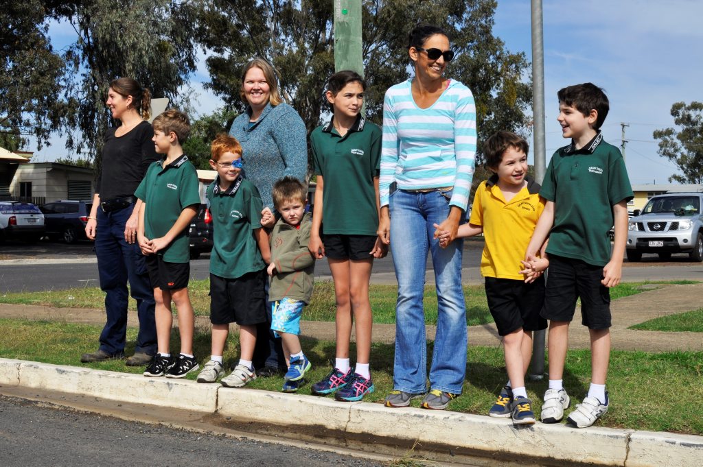 Dalby South State School P&C volunteers Danielle Lloyd-Jones, Jen Tunley, Amanda Bliesner and their children may soon be able to cross the Drayton and Owen St intersection safely. Dalby South State School P&C volunteers Danielle Lloyd-Jones, Jen Tunley, Amanda Bliesner and their children may soon be able to cross the Drayton and Owen St intersection safely.