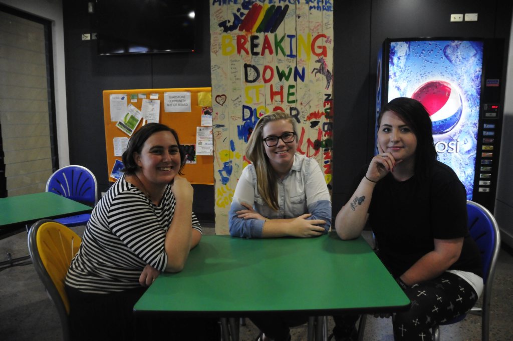 Kristel Kelly, Ashlee Ryland and Emily Patterson say Gladstone is an accepting town. Kristel Kelly, Ashlee Ryland and Emily Patterson say Gladstone is an accepting town.