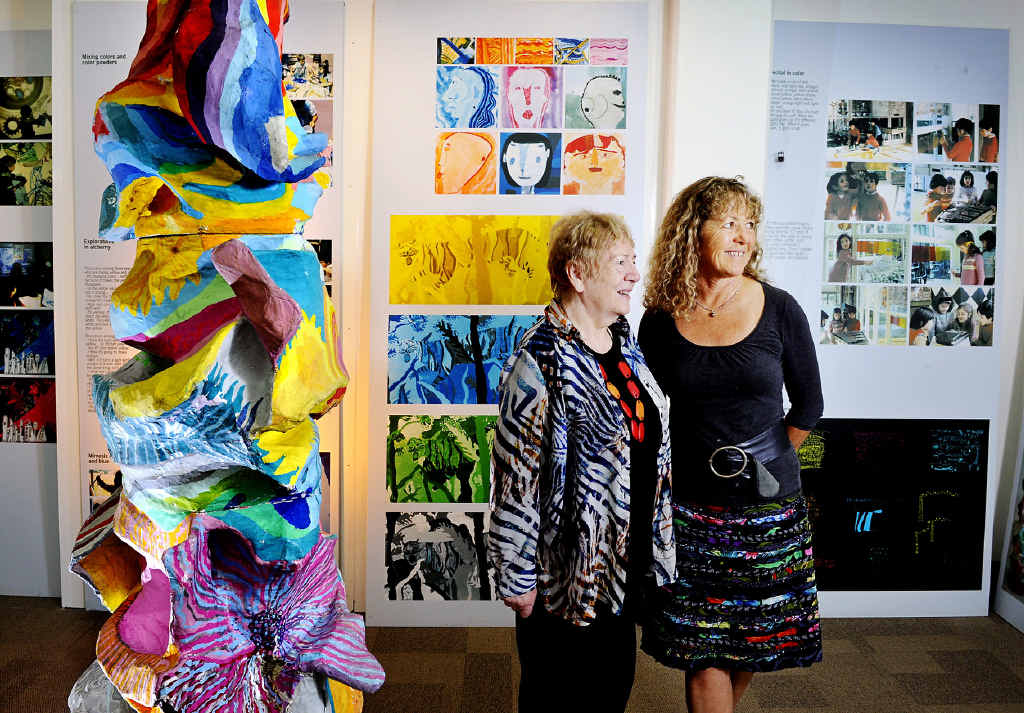 COMMUNICATING: Regio Emilia Northern Rivers Group Convenor Dr Wendy Boyd with Reggio Emilia Australia Information Exchange founder Jan Millikan OAM help to set-up The Hundred Languages of Children Art exhibition. COMMUNICATING: Regio Emilia Northern Rivers Group Convenor Dr Wendy Boyd with Reggio Emilia Australia Information Exchange founder Jan Millikan OAM help to set-up The Hundred Languages of Children Art exhibition.