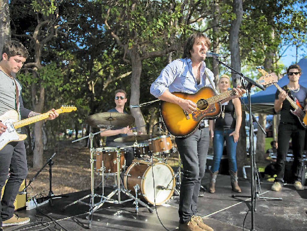 Lachlan Bryan and the Wildes perform at the Beach Arts Music festival Tannum Sands on Saturday. Lachlan Bryan and the Wildes perform at the Beach Arts Music festival Tannum Sands on Saturday.