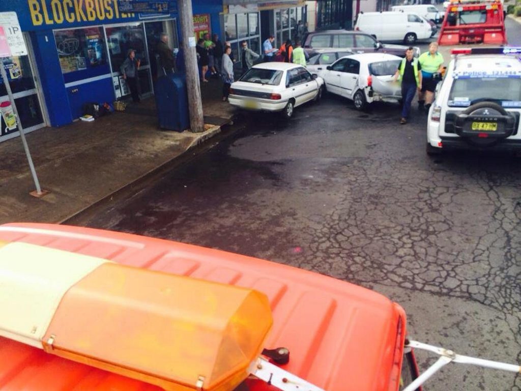 The scene of an accident between a truck and multiple cars on Keen Street, Lismore, this afternoon. Photo Contributed The scene of an accident between a truck and multiple cars on Keen Street, Lismore, this afternoon. Photo Contributed