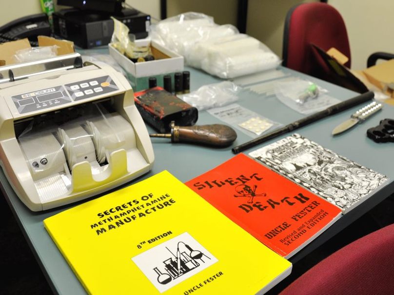 Some of the items found during police raids on a Highfields man's home. Some of the items found during police raids on a Highfields man's home.