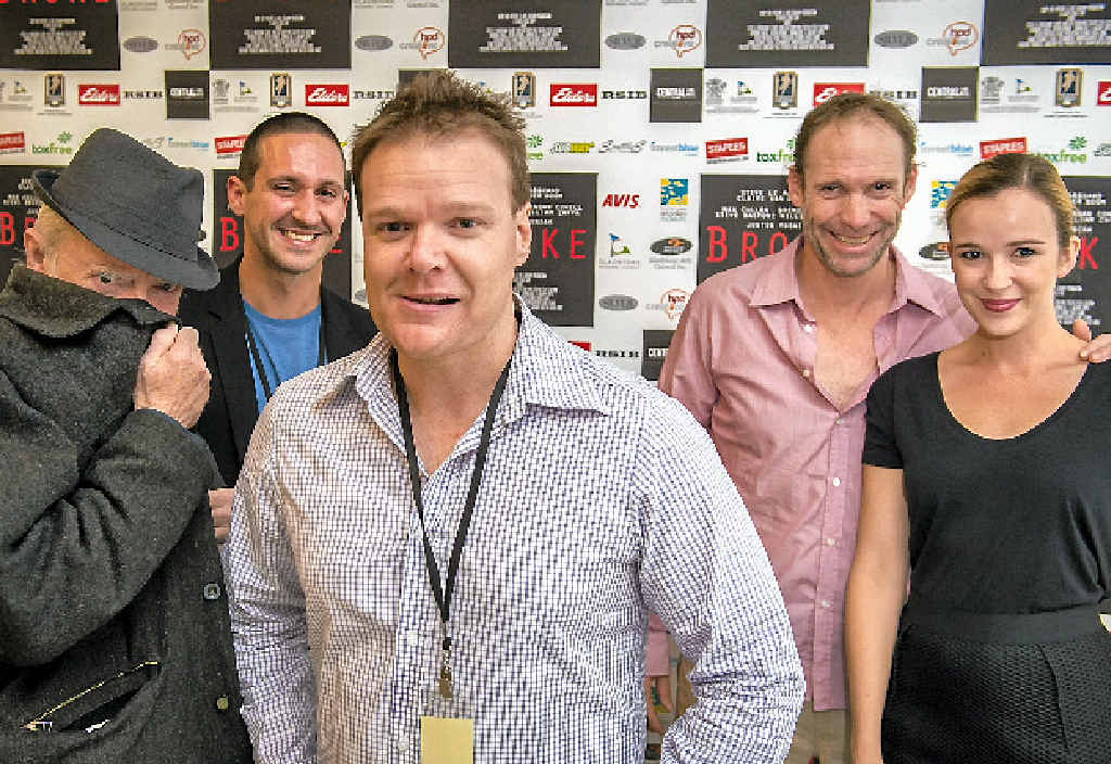ALL BET’S OFF: Max Cullen, Luke Graham, Heath Davis, Steve Le Marquand and Claire Van Der Boom at the Broke film media launch at the Gladstone Regional Art Gallery and Museum, Gladstone. ALL BET’S OFF: Max Cullen, Luke Graham, Heath Davis, Steve Le Marquand and Claire Van Der Boom at the Broke film media launch at the Gladstone Regional Art Gallery and Museum, Gladstone.