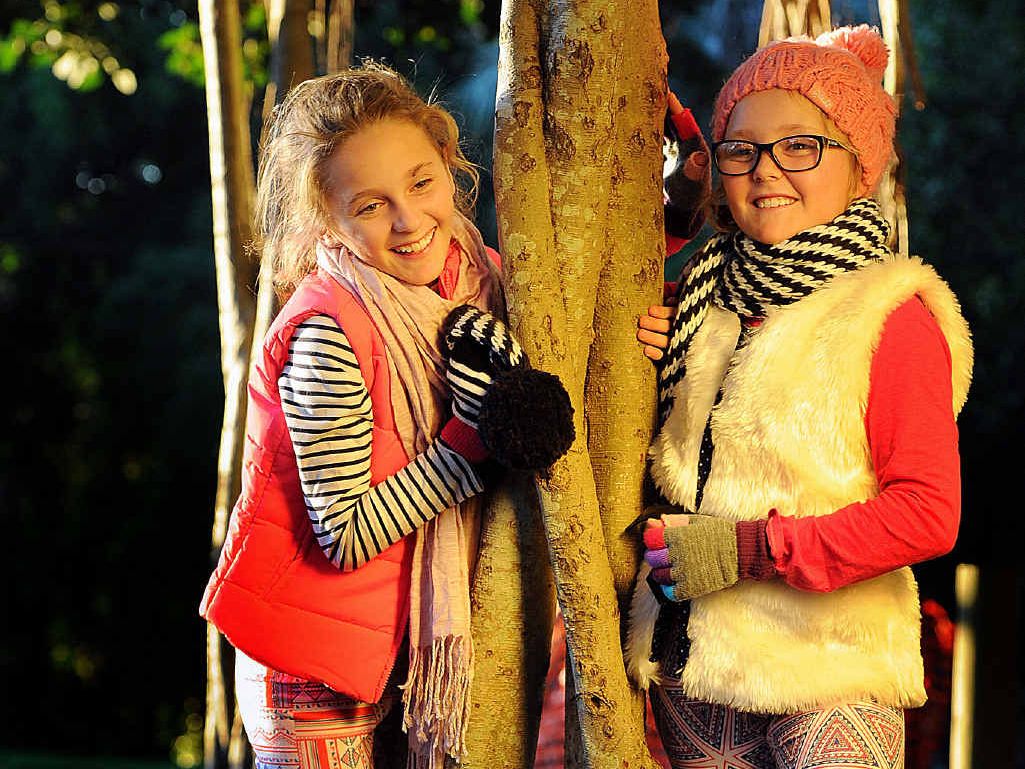 The 10-year-old Elmer twins Rose and Beth love winter for the style and fashion. They are pictured in Queens Park. The 10-year-old Elmer twins Rose and Beth love winter for the style and fashion. They are pictured in Queens Park.