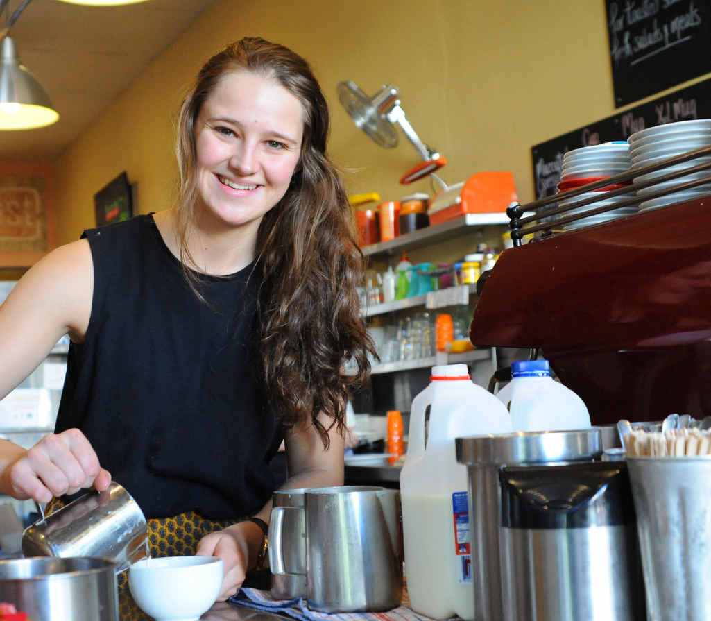 GAINING SKILLS: Georgia Hackett from Toast Cafe makes coffee. Photo: Leigh Jensen GAINING SKILLS: Georgia Hackett from Toast Cafe makes coffee. Photo: Leigh Jensen