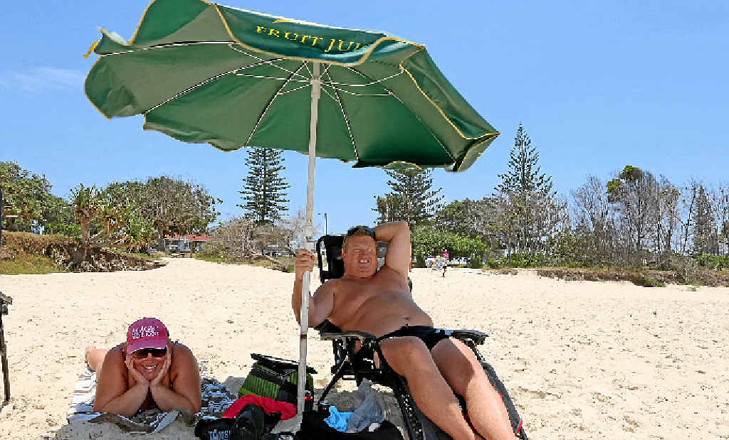 DECEPTIVE DEAL: Kermie thought he would be holidaying like these Kingscliff locals Daniel and Tony McDonald, but sadly it wasn’t as good as he thought. DECEPTIVE DEAL: Kermie thought he would be holidaying like these Kingscliff locals Daniel and Tony McDonald, but sadly it wasn’t as good as he thought.