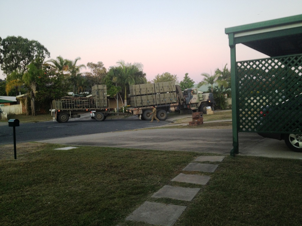 An Army truck took a few wrong turns and ended up a cul de sac yesterday afternoon. Great skills by the drivers as they managed to get it out without causing any damage to anything. An Army truck took a few wrong turns and ended up a cul de sac yesterday afternoon. Great skills by the drivers as they managed to get it out without causing any damage to anything.