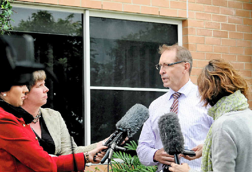 FRONTING THE MEDIA: Pip Carter, CEO of St Andrews village in Ballina, addresses the national media over the police investigation of two deaths at the nursing home. FRONTING THE MEDIA: Pip Carter, CEO of St Andrews village in Ballina, addresses the national media over the police investigation of two deaths at the nursing home.