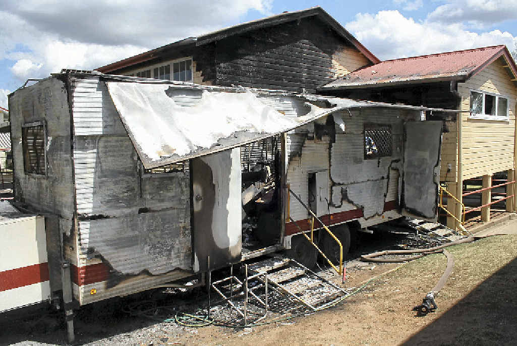 ARSON ATTACK: A mobile dental van destroyed in a fire at the Gatton State School. ARSON ATTACK: A mobile dental van destroyed in a fire at the Gatton State School.