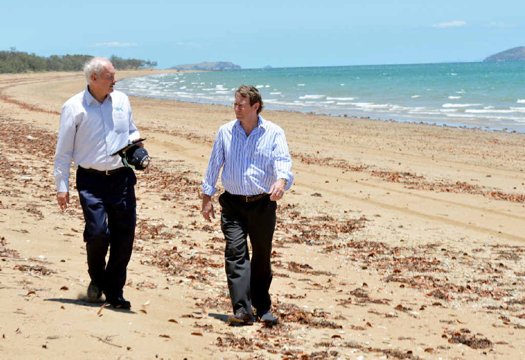 North Queensland Bulk Ports general manager planning Hay Point Bob Brunner and CEO Jeff Stewart-Harris, with Dudgeon Point behind them. Economist Tim Buckley is not surprised the area’s coal port development has been put on hold. North Queensland Bulk Ports general manager planning Hay Point Bob Brunner and CEO Jeff Stewart-Harris, with Dudgeon Point behind them. Economist Tim Buckley is not surprised the area’s coal port development has been put on hold.