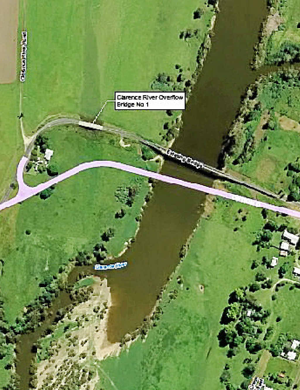 PLANNED ROUTE: A map of where the new Tabulam Bridge will go. PLANNED ROUTE: A map of where the new Tabulam Bridge will go.