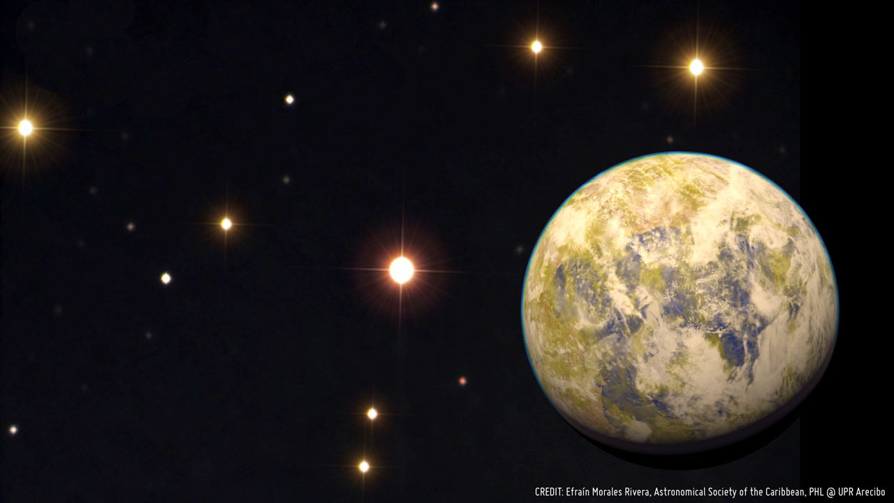 Located just 16 light years away from our planet, Gliese 832c is a super-Earth with a mass 5.4 times that of our own planet Located just 16 light years away from our planet, Gliese 832c is a super-Earth with a mass 5.4 times that of our own planet