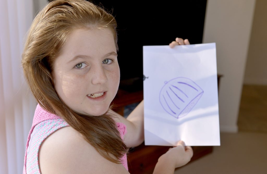 Madeline Waterfall with her design for an automatic hair washer. Photo Nev Madsen / The Chronicle Madeline Waterfall with her design for an automatic hair washer. Photo Nev Madsen / The Chronicle