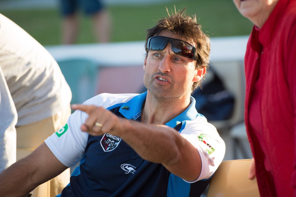 NSW origin blues team do junior players clinic at Coffs Harbour. pic: Laurie Daley Photo Trevor Veale / Coffs Coast Advocate NSW origin blues team do junior players clinic at Coffs Harbour. pic: Laurie Daley Photo Trevor Veale / Coffs Coast Advocate
