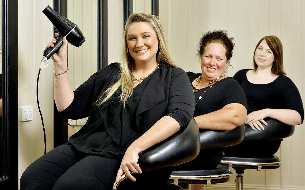 NEW DO: Shelley Gehrke (left), Kirsten Daniels (centre) and Renae Davis from Peak-a-Do hair salon, which has moved from Peak Crossing to Ipswich. NEW DO: Shelley Gehrke (left), Kirsten Daniels (centre) and Renae Davis from Peak-a-Do hair salon, which has moved from Peak Crossing to Ipswich.