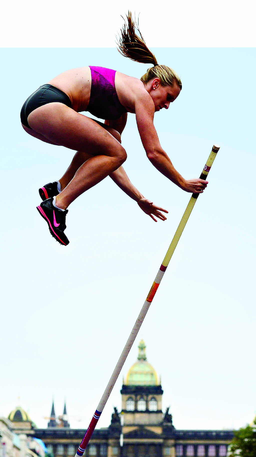 REACHING TOP FORM: Alana Boyd warms up during the Prague Rod athletic exhibition meeting last Wednesday. Boyd achieved a season’s best 4.65m. REACHING TOP FORM: Alana Boyd warms up during the Prague Rod athletic exhibition meeting last Wednesday. Boyd achieved a season’s best 4.65m.