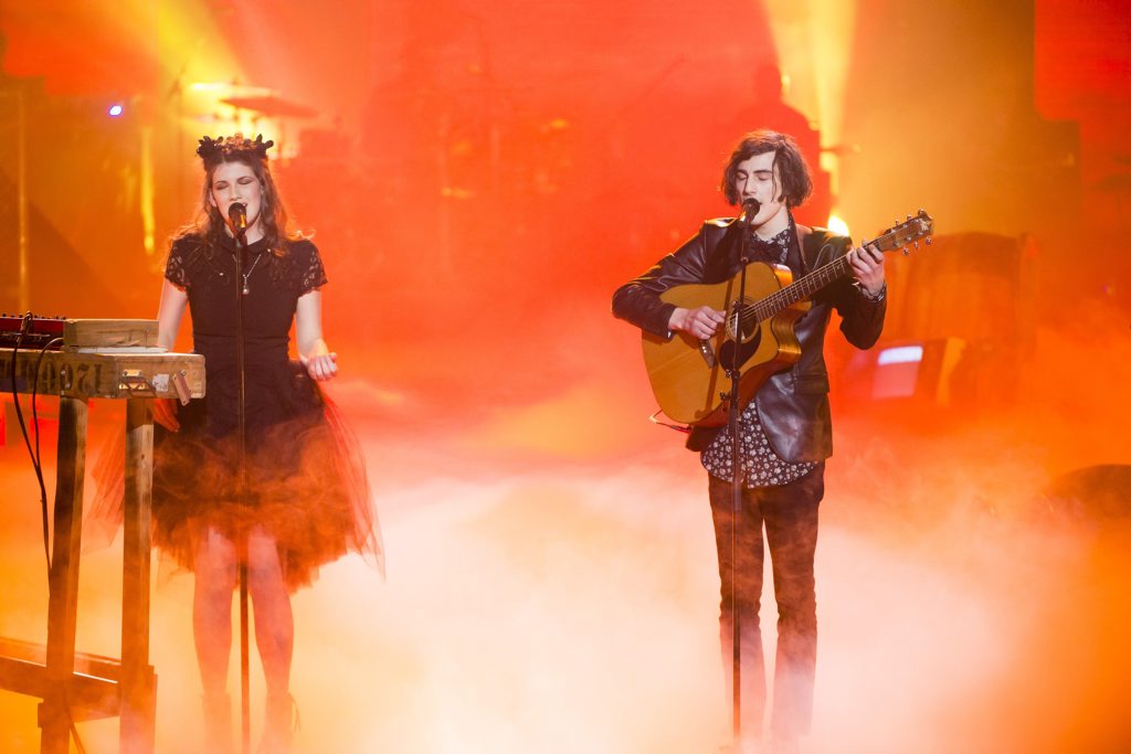 Sibling duo Cecilia and Gabriel Brandolini performing Nirvana's Smells Like Teen Spirit on The Voice. Sibling duo Cecilia and Gabriel Brandolini performing Nirvana's Smells Like Teen Spirit on The Voice.