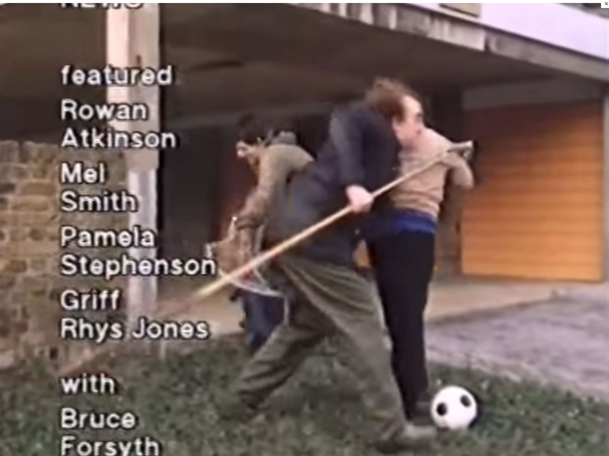 Screenshot from a clip of the 1980s sketch showing Mel Smith and Rowan Atkinson snatching children to take them to Rolf Harris's show Rolf on Saturday Ok? Screenshot from a clip of the 1980s sketch showing Mel Smith and Rowan Atkinson snatching children to take them to Rolf Harris's show Rolf on Saturday Ok?