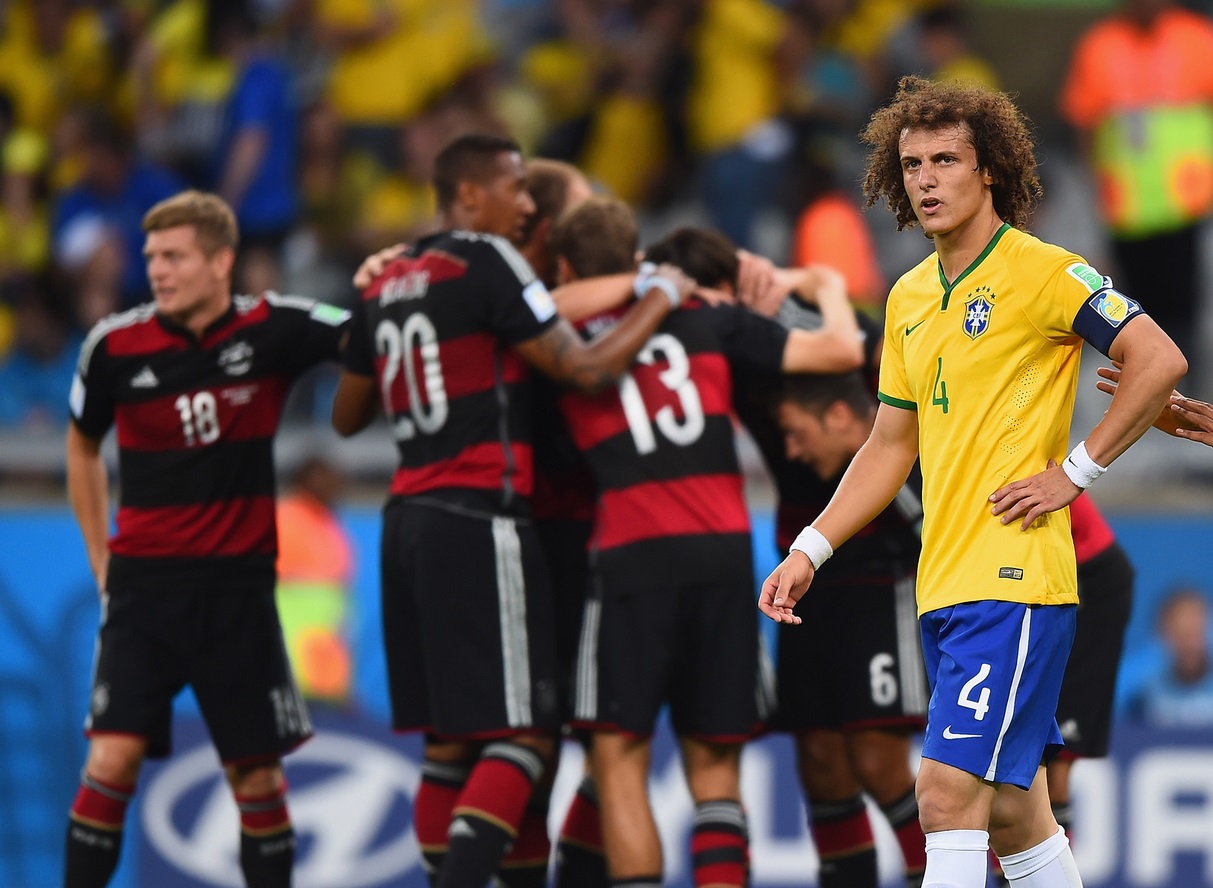 David Luiz pictured during the 7-1 defeat to Germany David Luiz pictured during the 7-1 defeat to Germany