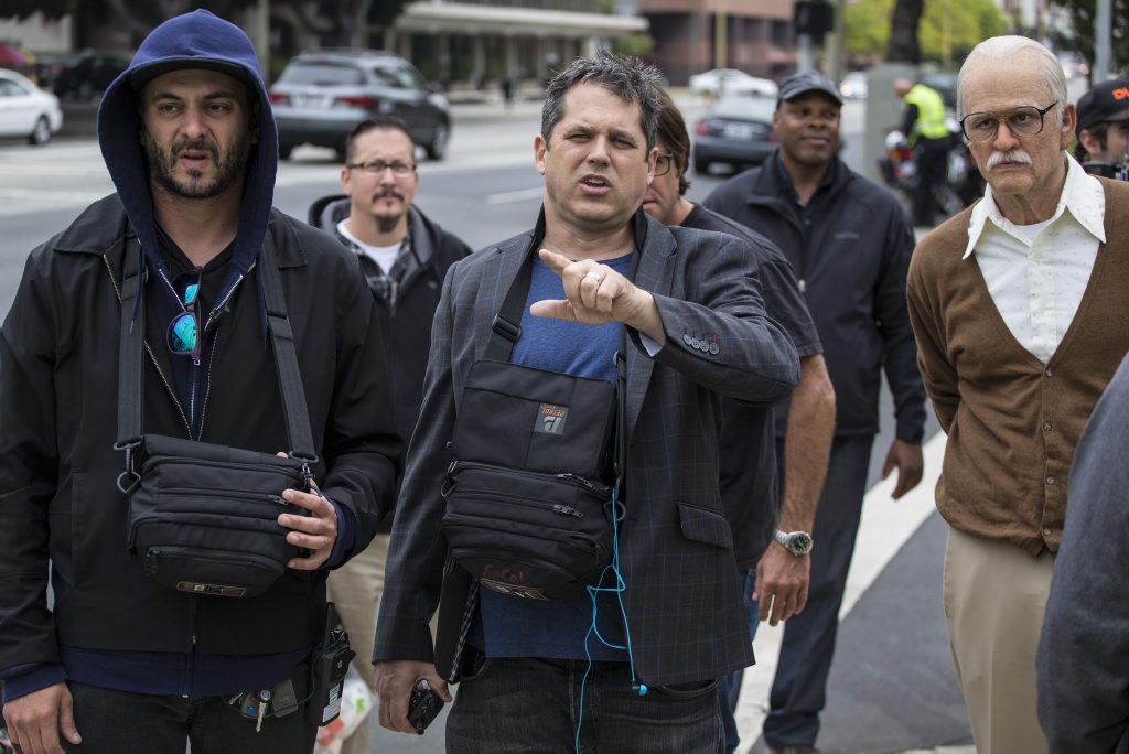 Director Jeff Tremaine, centre, pictured with Johnny Knoxville, right, during filming for the movie Bad Grandpa. Director Jeff Tremaine, centre, pictured with Johnny Knoxville, right, during filming for the movie Bad Grandpa.
