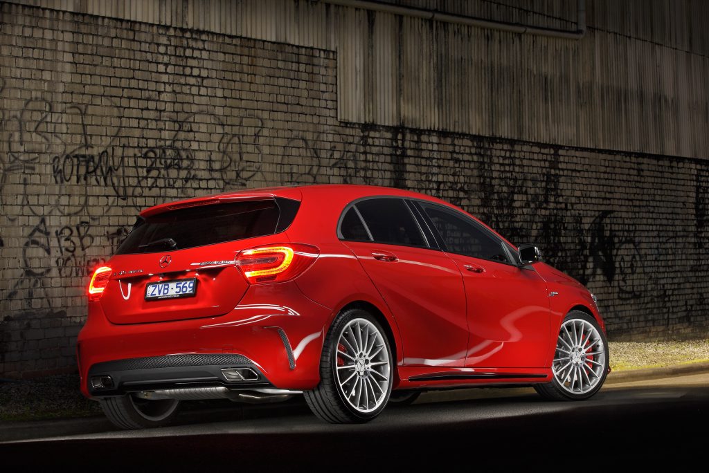 The Mercedes-Benz A45 AMG. The Mercedes-Benz A45 AMG.
