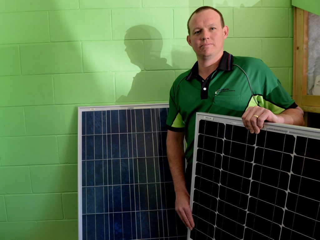 AllSafe Energy salesman Josh Goodall said the cost of installing a system that did not export power to the grid depended on how much power people wanted to use at night. AllSafe Energy salesman Josh Goodall said the cost of installing a system that did not export power to the grid depended on how much power people wanted to use at night.