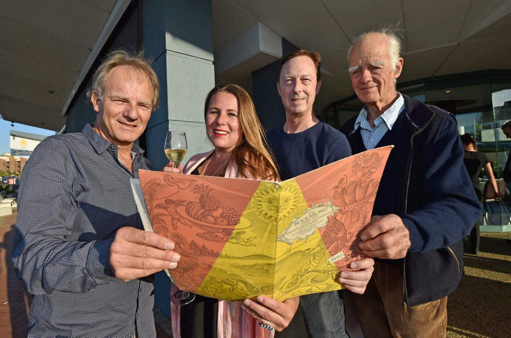 (L-R) Mungo Coats, Shanti McIvor-Coats, Lester Skorka and Callum Coats at a Boolarong Hotel reunion. Mungo and Callum are the sons of the original owner of the Boolarong Hotel, Betsan Coats. Shanti and Lester are her grandchildren. (L-R) Mungo Coats, Shanti McIvor-Coats, Lester Skorka and Callum Coats at a Boolarong Hotel reunion. Mungo and Callum are the sons of the original owner of the Boolarong Hotel, Betsan Coats. Shanti and Lester are her grandchildren.