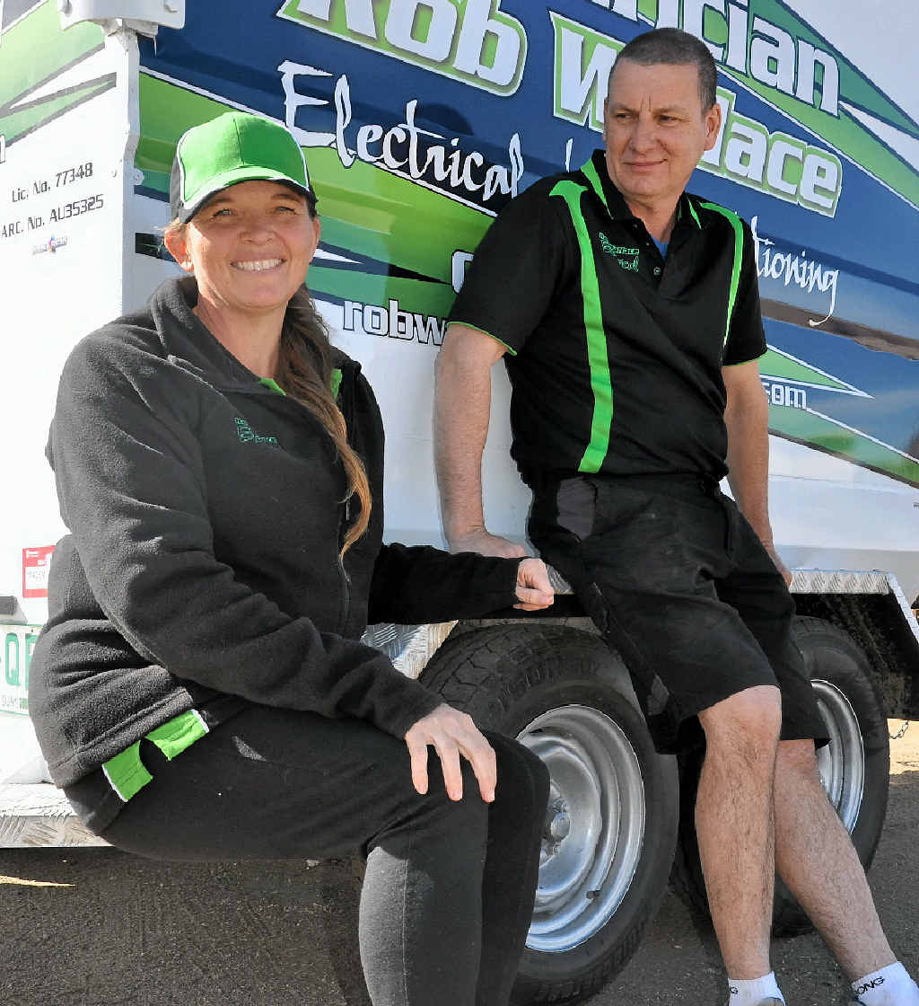 WORKPLACE ROMANCE: Electrical apprentice Terease Wallace hopes to learn from her husband and now boss Rob. WORKPLACE ROMANCE: Electrical apprentice Terease Wallace hopes to learn from her husband and now boss Rob.