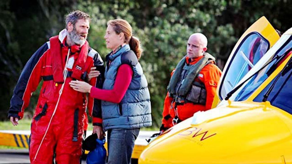 Adventurer Scott Donaldson is reunited with his wife Sarah after being rescued near the New Zealand coastline. Photo: Charlotte Curd Adventurer Scott Donaldson is reunited with his wife Sarah after being rescued near the New Zealand coastline. Photo: Charlotte Curd