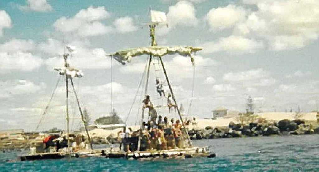Jenny Danks, from Ballina, provided this photo of the Las Balsas rafts as they arrived in Ballina. Jenny Danks, from Ballina, provided this photo of the Las Balsas rafts as they arrived in Ballina.