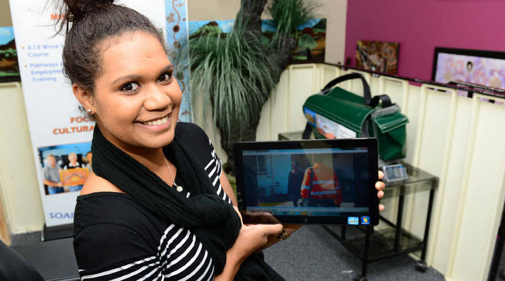 SCREEN STAR: Ally Aitken is proud to be part of a series new indigenous safety video for mining inductions, created by Back on Track’s Barry Boland and Jeff McIlroy. SCREEN STAR: Ally Aitken is proud to be part of a series new indigenous safety video for mining inductions, created by Back on Track’s Barry Boland and Jeff McIlroy.