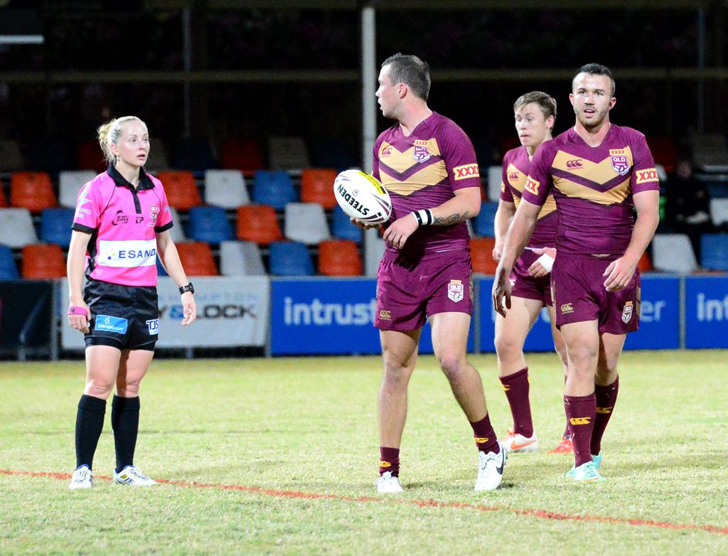 Image for sale: Ref Belinda Sleeman on the field. Queensland Rangers vs NSW Country Bulls at Browne Park, Rockhampton. Photo Sharyn O'Neill / The Morning Bulletin