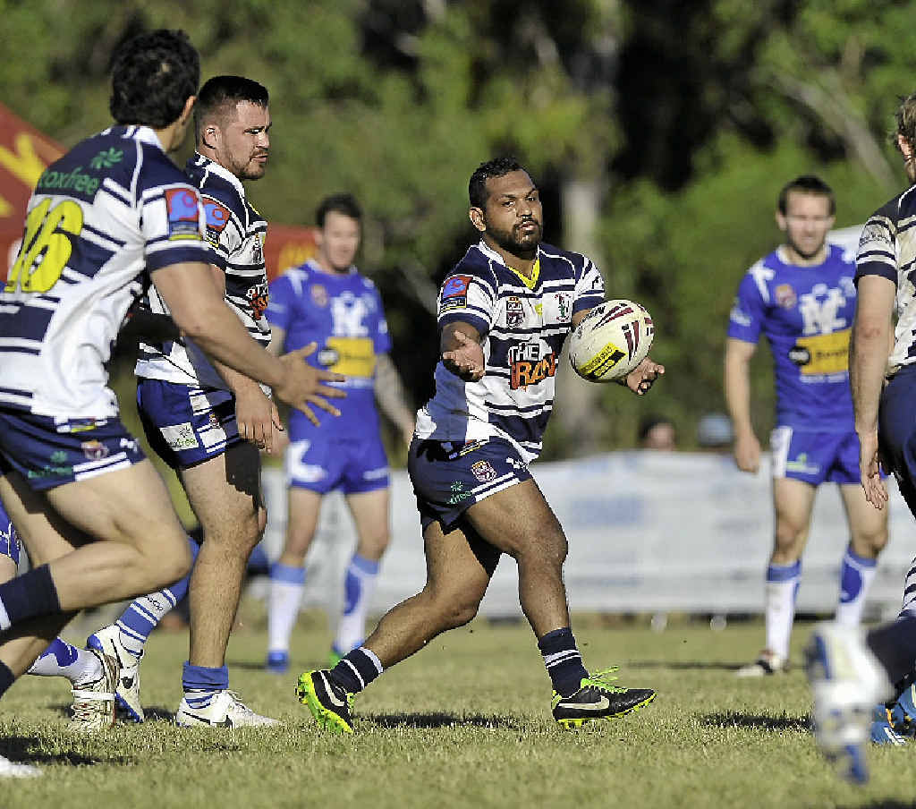 Robbie Congoo offloads the ball to a teammate in his side’s narrow win. Congoo scored a try to help Brothers on the path to a possible minor premiership. Robbie Congoo offloads the ball to a teammate in his side’s narrow win. Congoo scored a try to help Brothers on the path to a possible minor premiership.
