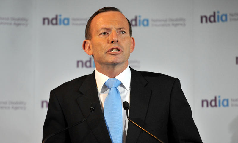 Prime Minister Tony Abbott addresses an audience at the Sheraton Hotel in Geelong, Wednesday, April 30, 2014. Mr Abbott was in Geelong to open the National Disability Insurance Agency headquarters. Prime Minister Tony Abbott addresses an audience at the Sheraton Hotel in Geelong, Wednesday, April 30, 2014. Mr Abbott was in Geelong to open the National Disability Insurance Agency headquarters.